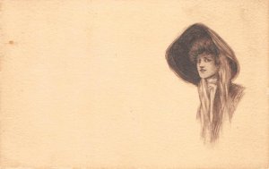 Cobb Shinn Artist-Signed Woman in Hat Edwardian 1909 Antique Vintage Postcard