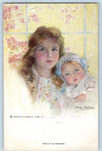 Phillip Boileau Signed Artist Postcard Mother And Baby Peach Blossoms c1910's