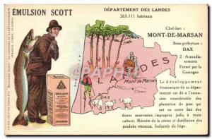 Postcard Ancient Map Geographic Emulsion Scott Landes Mont de Marsan