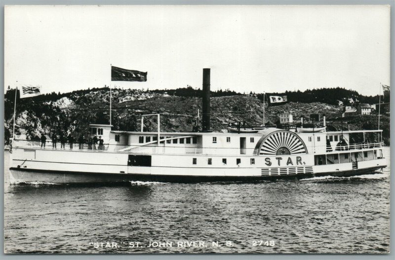 STAR ST. JOHN RIVER NB CANADA STEAMBOAT VINTAGE REAL PHOTO POSTCARD RPPC