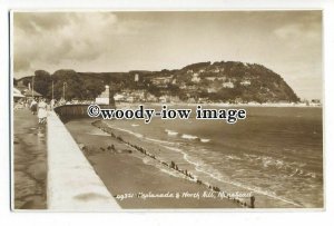 tq1141 - The Busy Esplanade and North Hill c1950s, in Minehead  - postcard