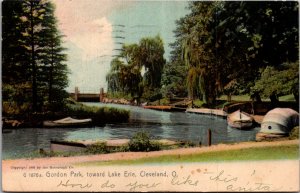 Cleveland OH Lake Erie Gordon Park c1905 weeping willow boat dock undivided back