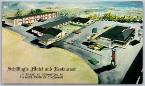 Vtg Covington Kentucky KY Schillings Motel & Restaurant 1960s View Postcard