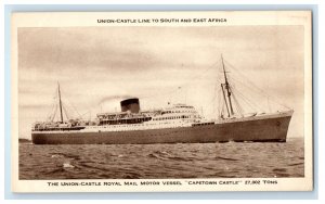 c1940's Union Castle Motor Vessel Capetown Castle Line to Africa Postcard 