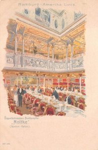 MOLTKE SHIP HAMBURG AMERICA LINE DINING ROOM GERMANY POSTCARD (c. 1900)