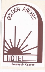 Cyprus Limassol Golden Arches Hotel Brown Vintage Luggage Label sk3306