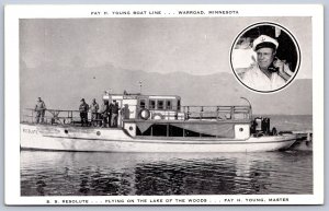 K31/ Warroad Minnesota Postcard c1940s Fay H. Young Boat Line Captain 339