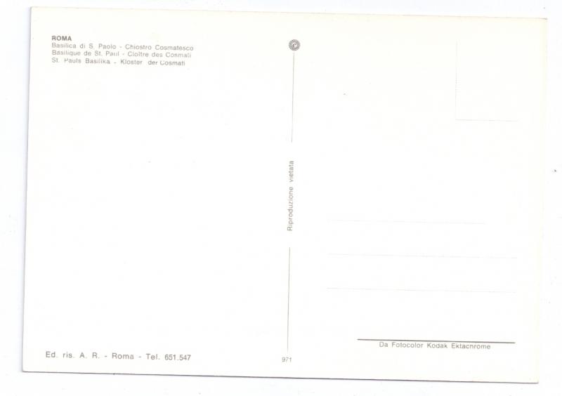 Italy Rome Basilica St Paul Paolo Cloister Cosmatesco 4X6