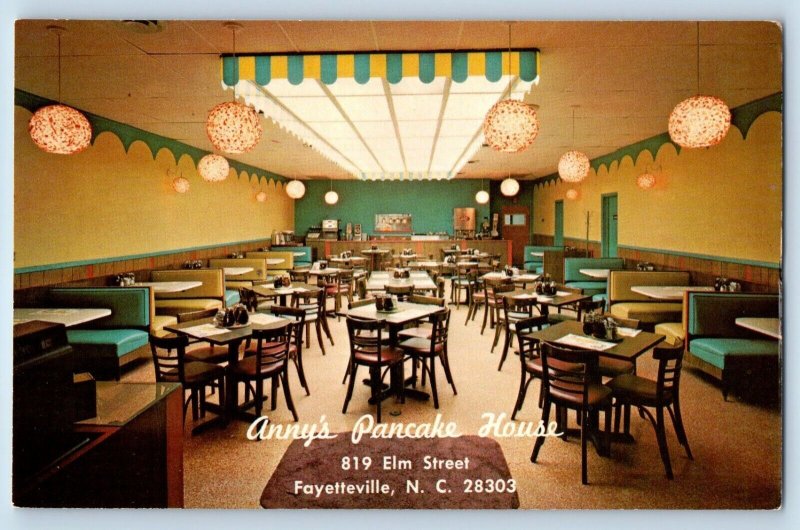 Fayetteville North Carolina Postcard Anny's Pancake House Elm Street Center 1960