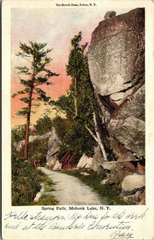Vtg 1908 Spring Path Mohonk Lake New York NY Postcard