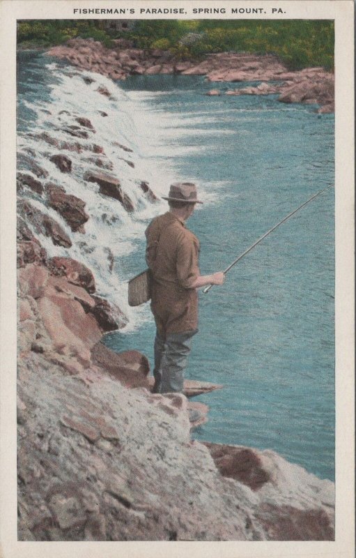 Postcard Fisherman's Paradise Spring Mount PA