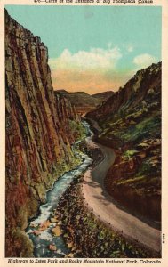 Vintage Postcard Cliffs Entrance Big Thompson Canon Highway Estes Park Colorado