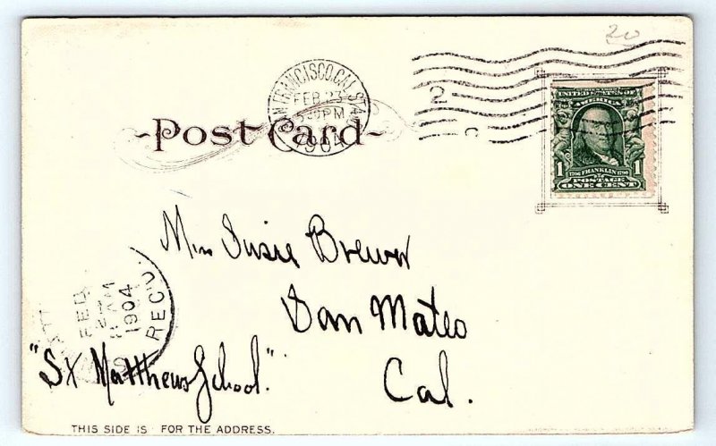 SAN FRANCISCO, CA California ~ 1904 ~ BOATS at FISHERMAN'S WHARF  Postcard