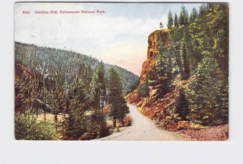 ANTIQUE POSTCARD NATIONAL STATE PARK YELLOWSTONE OBSIDIAN CLIFF #1