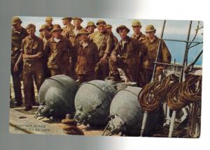 Mint Color Postcard US Navy Sailors Divers with contact Mines on Ship