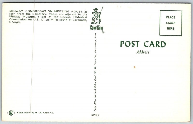 Savannah Georgia 1950-60s Postcard Midway Congregation Meeting House