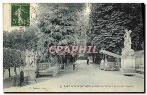 Old Postcard Parc de St Cloud Allee The Park has Tillets Great Waterfalls