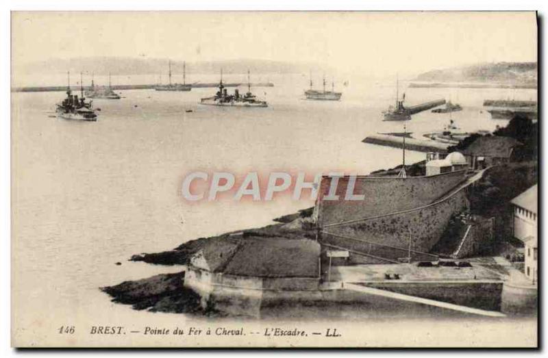 Old Postcard Brest Pointe du Fer a Cheval L & # 39escadre Charter