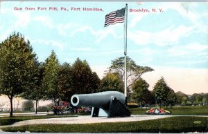 Gun from Fort Pitt, Pa., Fort Hamilton Brooklyn New York Postcard 1915