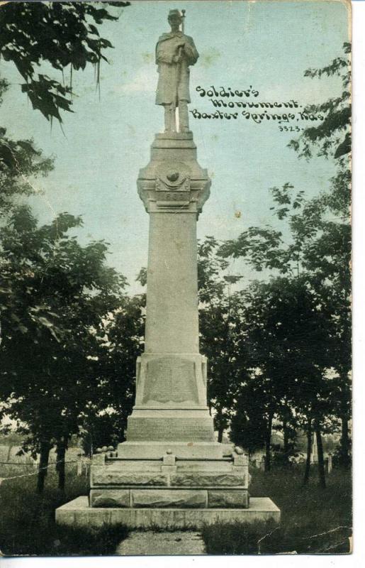 BAXTER SPRINGS KANSAS SOLDIERS MONUMENT VINTAGE POSTCARD KS.