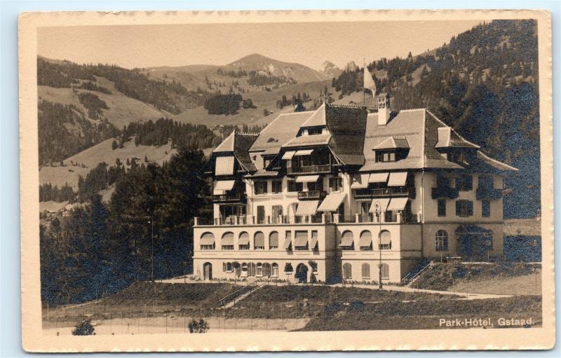 Park Hotel Gstaad Switzerland Swiss Old Vintage Postcard D01