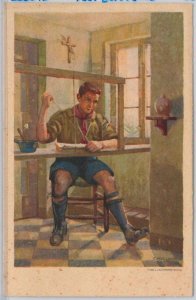 45886 - vintage postcard ITALY - artist signed MEZZANA #2 - BOY SCOUTS