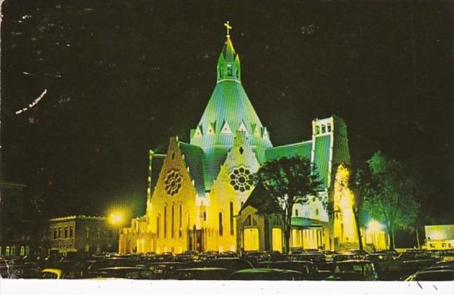 Canada Montreal Notre-Dame At Night Illuminated