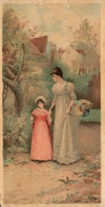 1880s-90s Woman & Young Girl Walking A Morning Walk Trade Card
