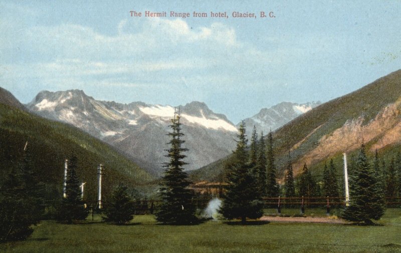 Vintage Postcard 1910's The Hermit Range From Hotel Glacier British Columbia BC 