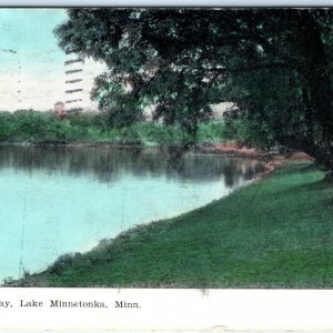 c1910s Minnetonka, MN Deephaven Bay RARE Hand Colored Green Grass Minn PC A153