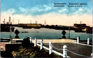 Russia Kronstadt The Stone Quay Vintage Postcard 09.76