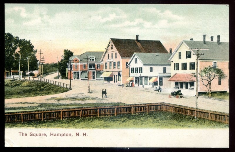 dc1952 - HAMPTON New Hampshire Postcard 1900s Town Square. Stores