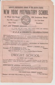 1899 Print Ad New York Preparatory School, 15 W 43d St,  Now Princeton Club