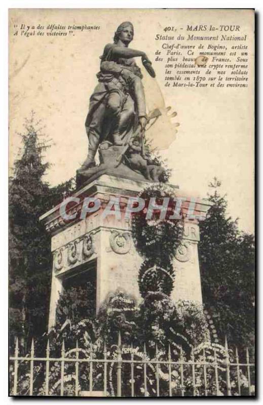 Old Postcard Mars la Tour National Monument Statue