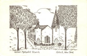 Hobart, NY New York  UNITED METHODIST CHURCH  Artist's Sketch  4X6 Postcard