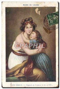 Old Postcard Musee Du Louvre Vigee Lebrun Portrait of the & # 39auteur and da...