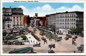 Monroe Avenue Detroit Michigan Vintage Postcard C160