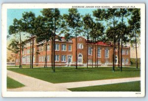 c1942 Jacksonville Florida Postcard Riverside Junior High School Building Posted