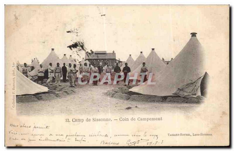 Old Postcard Militaria Camp of Sissonne Corner Camp