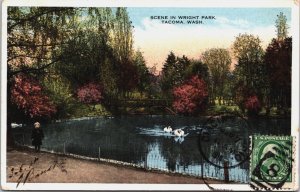 USA Scene in Wright Park Tacoma Washington Vintage Postcard C034