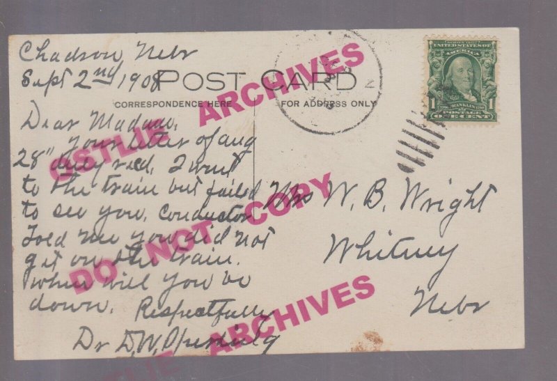 Chadron NEBRASKA RPPC 1908 INTERIOR DOCTOR'S OFFICE M.D. Osteopath Dr. Sperling