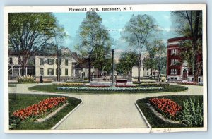 Rochester New York NY Postcard Plymouth Park Flowers Scenic View 1923 Antique