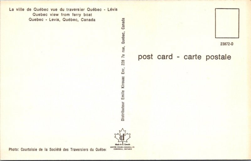Vintage Postcard ferry boat Quebec - Levis, Québec, Canada JN1