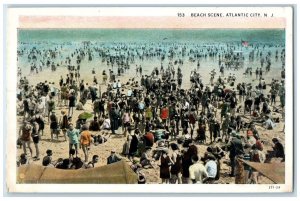 1934 Beach Scene Swimsuit Atlantic City New Jersey NHJ Vintage Antique Postcard