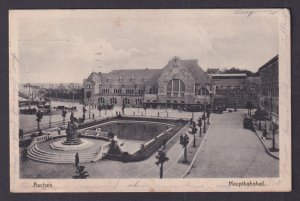 Aachen Germany Main Train Station Bahnhof 1916 WWI Feldpost Postcard