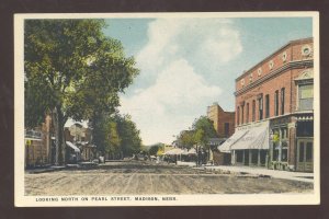 MADISON NEBRASKA DOWNTOWN PEARL STREET SCENE STORES VINTAGE POSTCARD