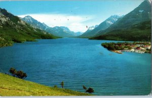 Waterton Lake and Townsite Alberta Canada Postcard Posted 1958