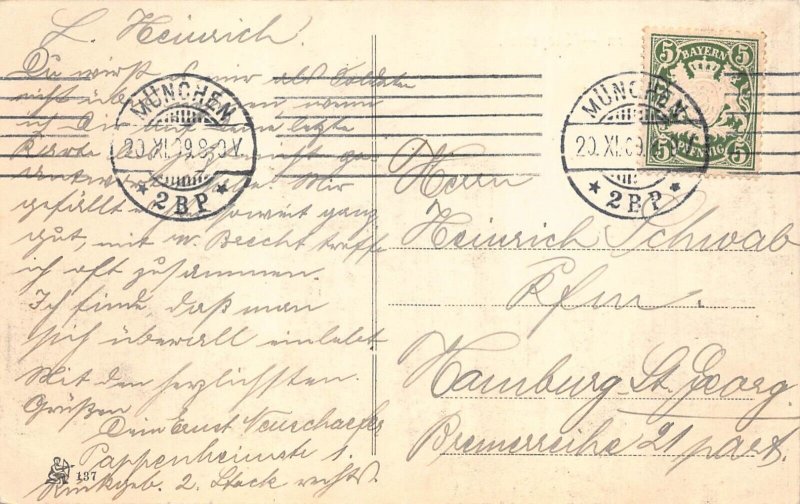 A168 Germany 1909 Muenchen Munich Siegestor Gate vintage postcard