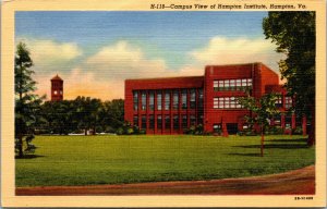 Vtg 1940s Hampton Institute Campus View Virginia VA Unposted Linen Postcard