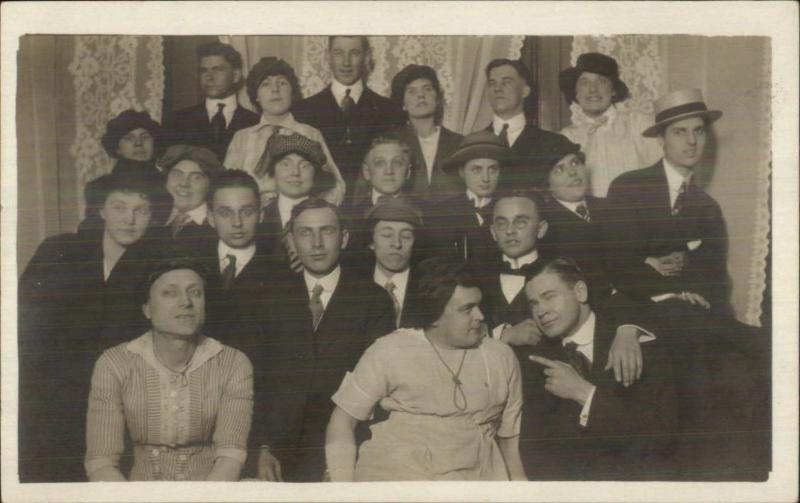 Unusual Group of Blind or Pretending to be Blind People Disabled c1910 RPPC